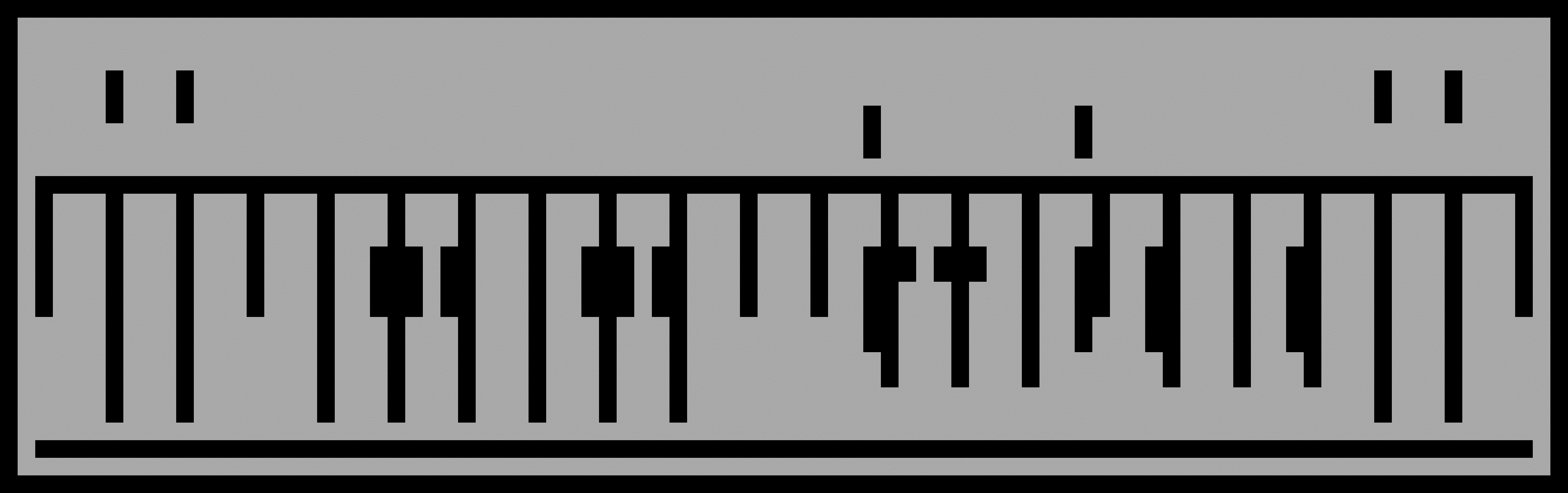 A gif of a gray grid slowly being filled in with solved white and black tiles in the shape of a digital keyboard.